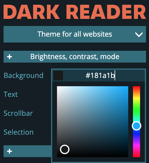 Dark Reader v5 color picker preview