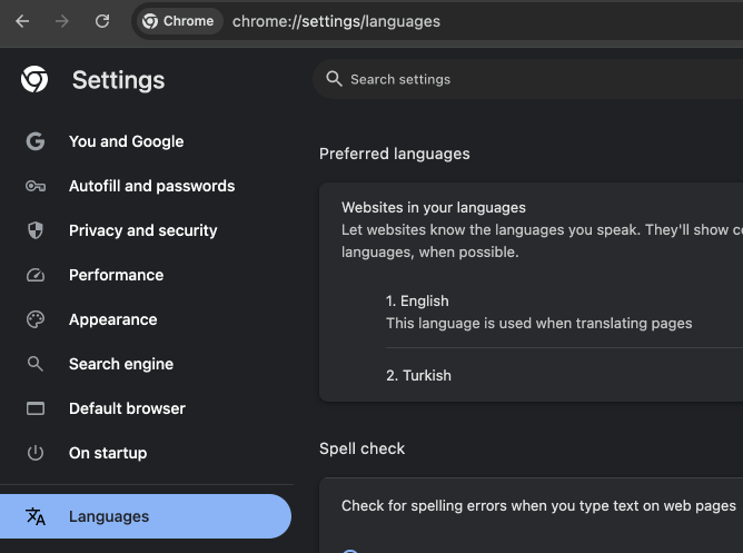 Setting Chrome-language