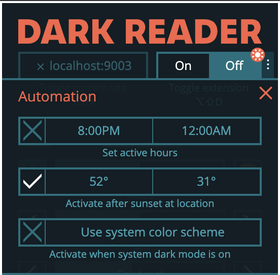 Dark Reader automation