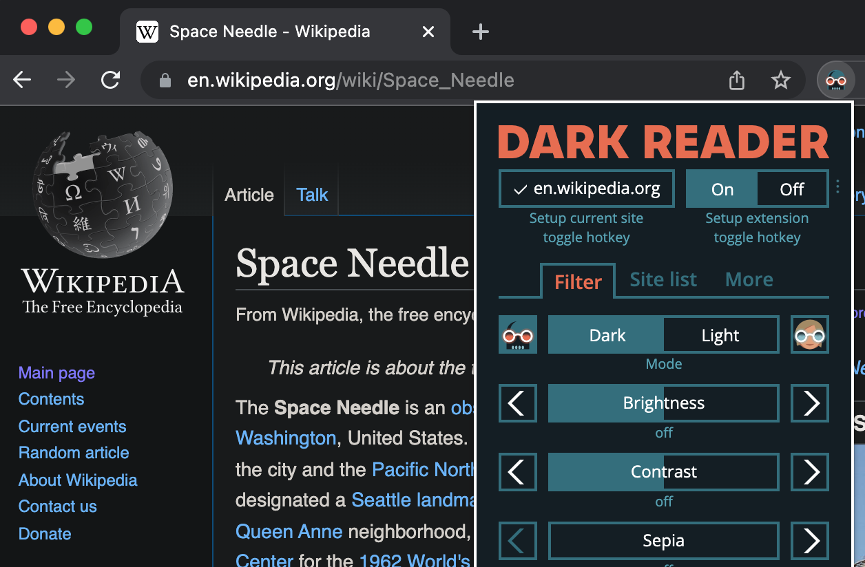 Dark Reader screenshot