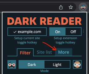 Find filter mode by clicking More