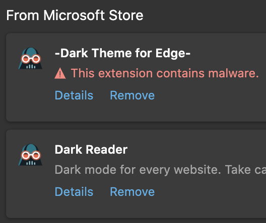 Edge malware screenshot