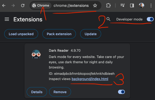 Chrome Extensions page