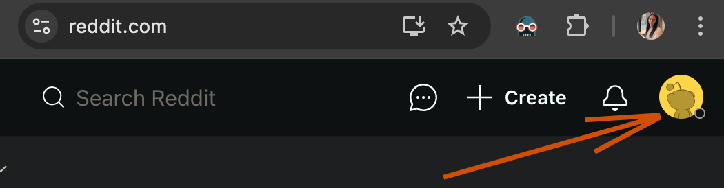 Reddit dark mode profile icon