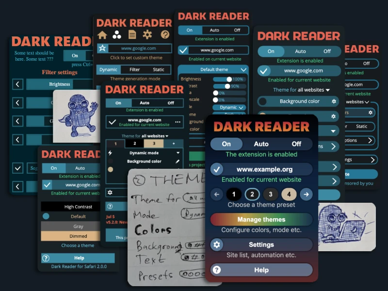 Dark Reader design sketches